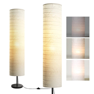 Modern Floor Lamp, Paper Tall Standing Lamp with Shade, White
