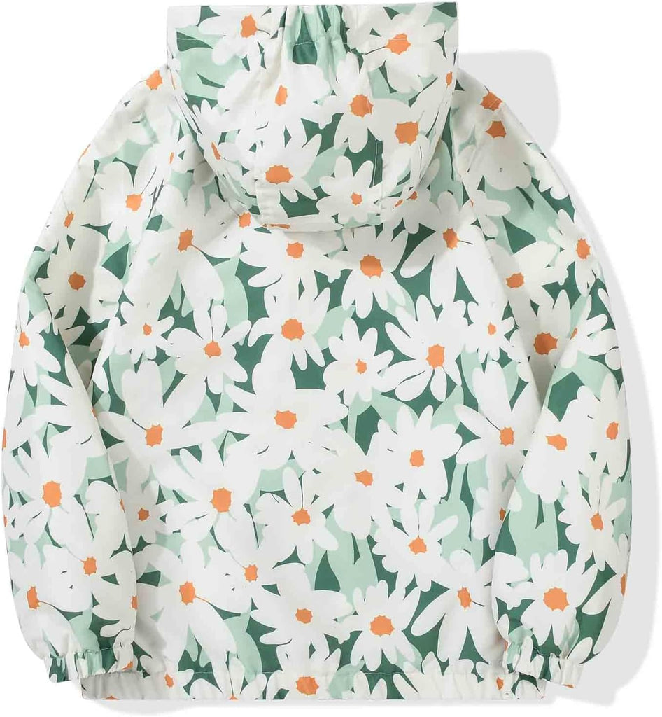 Girls Windbreaker Jackets Lightweight Water Resistant Coat Outwear with Hooded for Kids