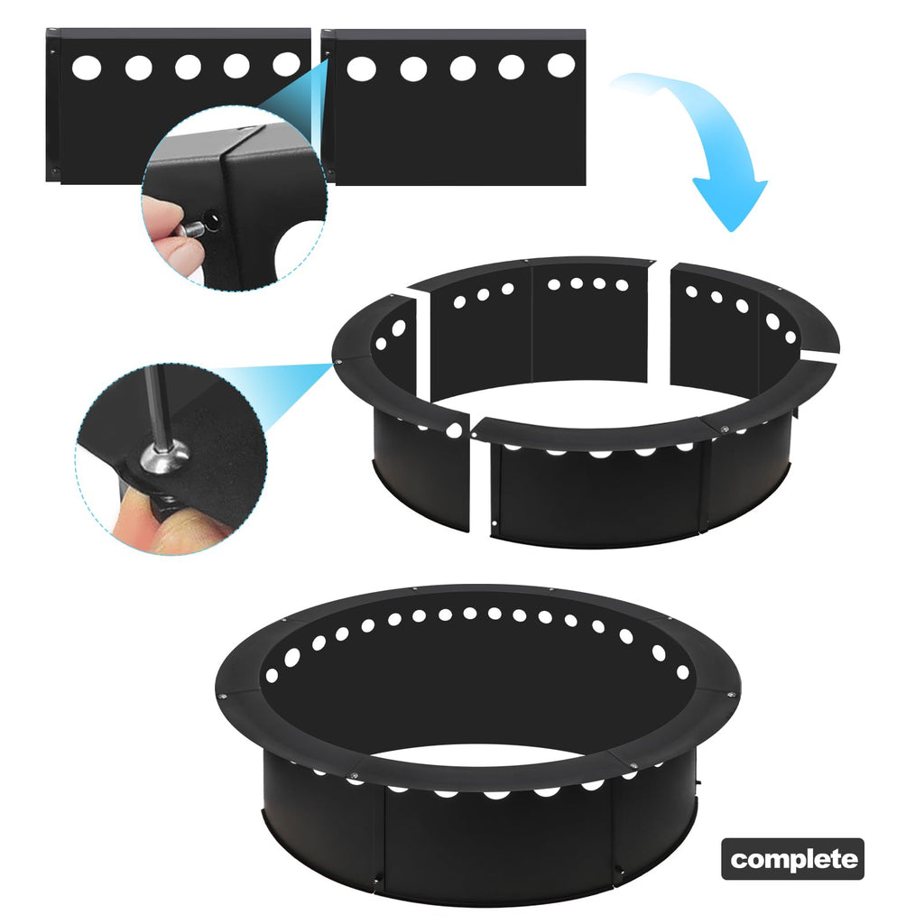 Outdoor Smokeless Fire Pit Ring 40 Inch Outer/36 Inch Inner Diameter, Heavy Duty Metal Round Liner Insert for Outside