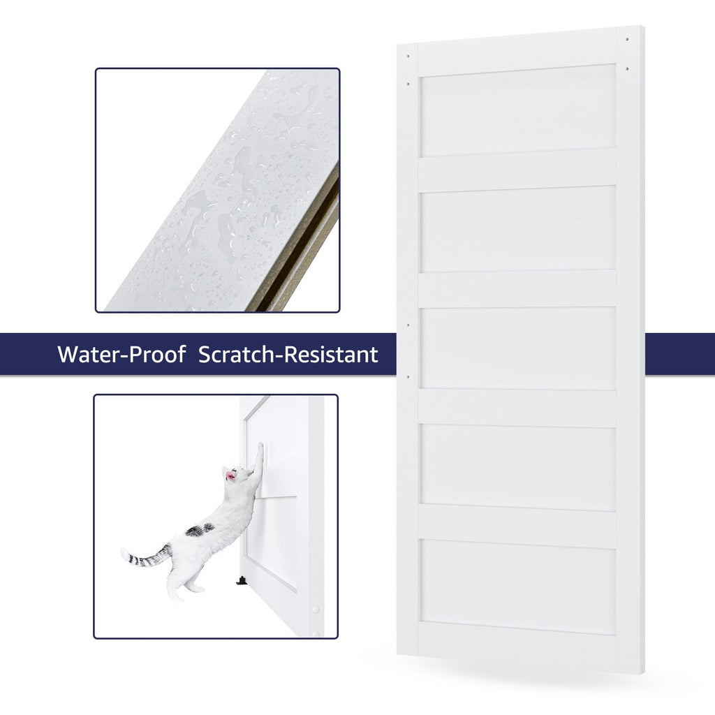38in x 84in Sliding Barn Door 5 Panel with Water-Proof PVC Surface