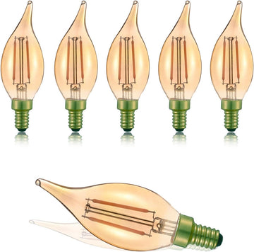 E12 Led Light Bulbs Retro Candelabra Led Light Bulbs Dimmable 25 Watt Incandescent Equivalent CRI 85+ 150lm Flame Tip