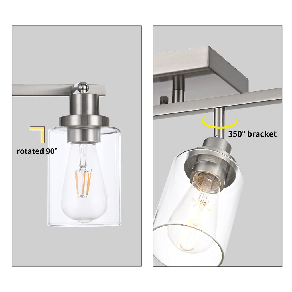 2 Light Track Lighting Kit Brushed Nickel Kitchen Track Lighting Fixtures Ceiling Mount Bathroom Vanity Wall Scones