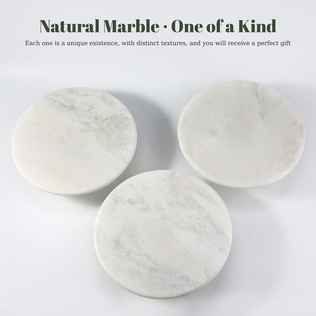 Natural Marble Cake Stand, 12" Round Cupcake Stand, Stone Dessert Display Pedestal Counter, Serving Platter