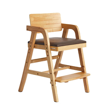 Toddler High Chair Wooden Dining Chair with Padded Seat Natural | Adjustable Kids Dining Chair for Dining Table