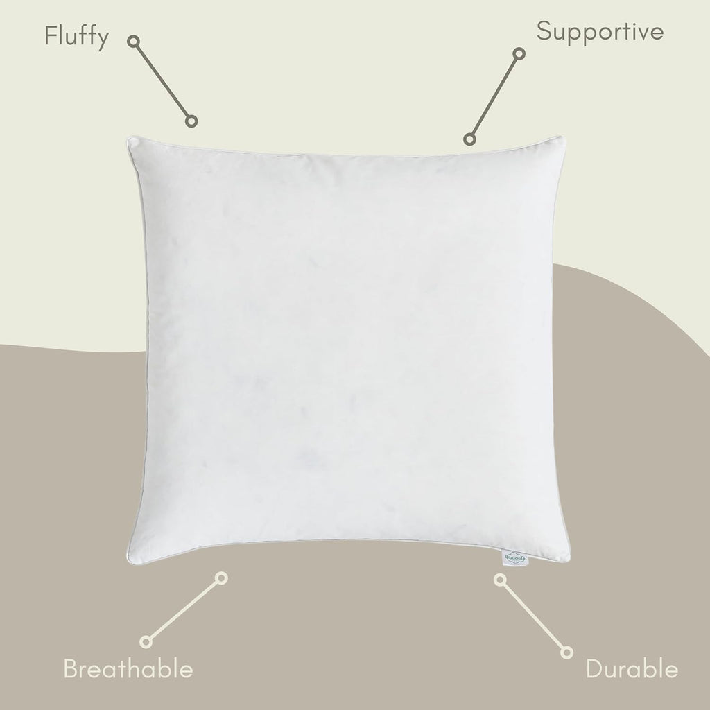 Goose Feather Down Throw Pillow Insert (22"x22", Pack of 1), Decorative Pillow for Sofa, Couch, Bed, Chair Cushion