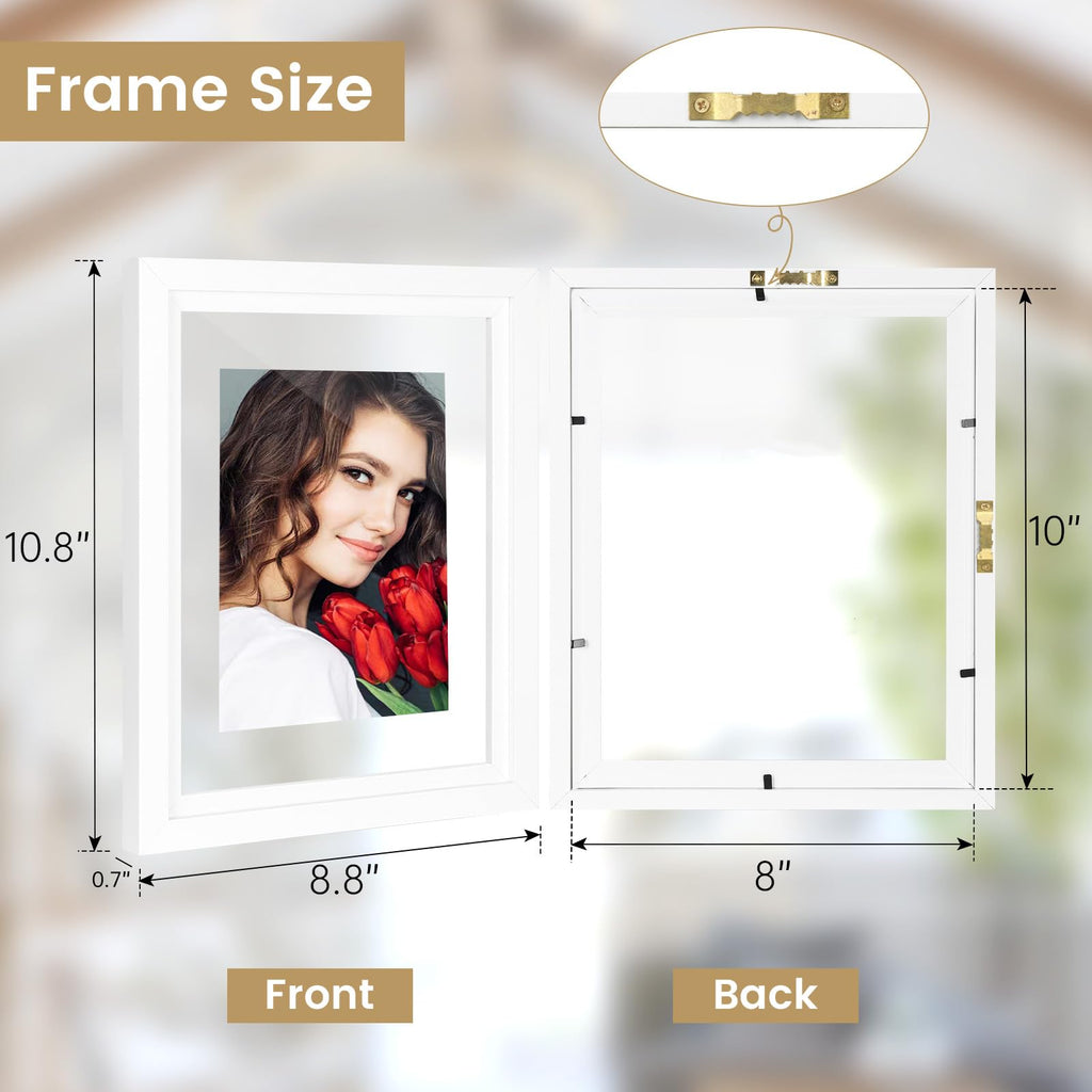 8x10 Floating Picture Frames Set of 6, White Frame, Wooden