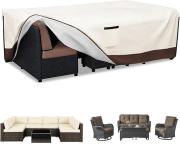 Patio Furniture Covers Waterproof,600D Heavy Duty Patio Cover for 6/7/8 PCS Sets Sectional Sofa Couch Dining Rocking