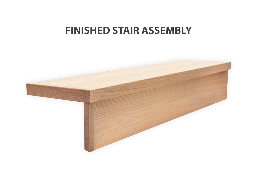 Red Oak Stair Tread Cap Kit with Riser, Tread Return, and Corner Trim, Universal Fit