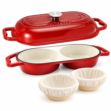 Premium Enameled Cast Iron Double Dutch Oven for Artisan Sourdough Bread