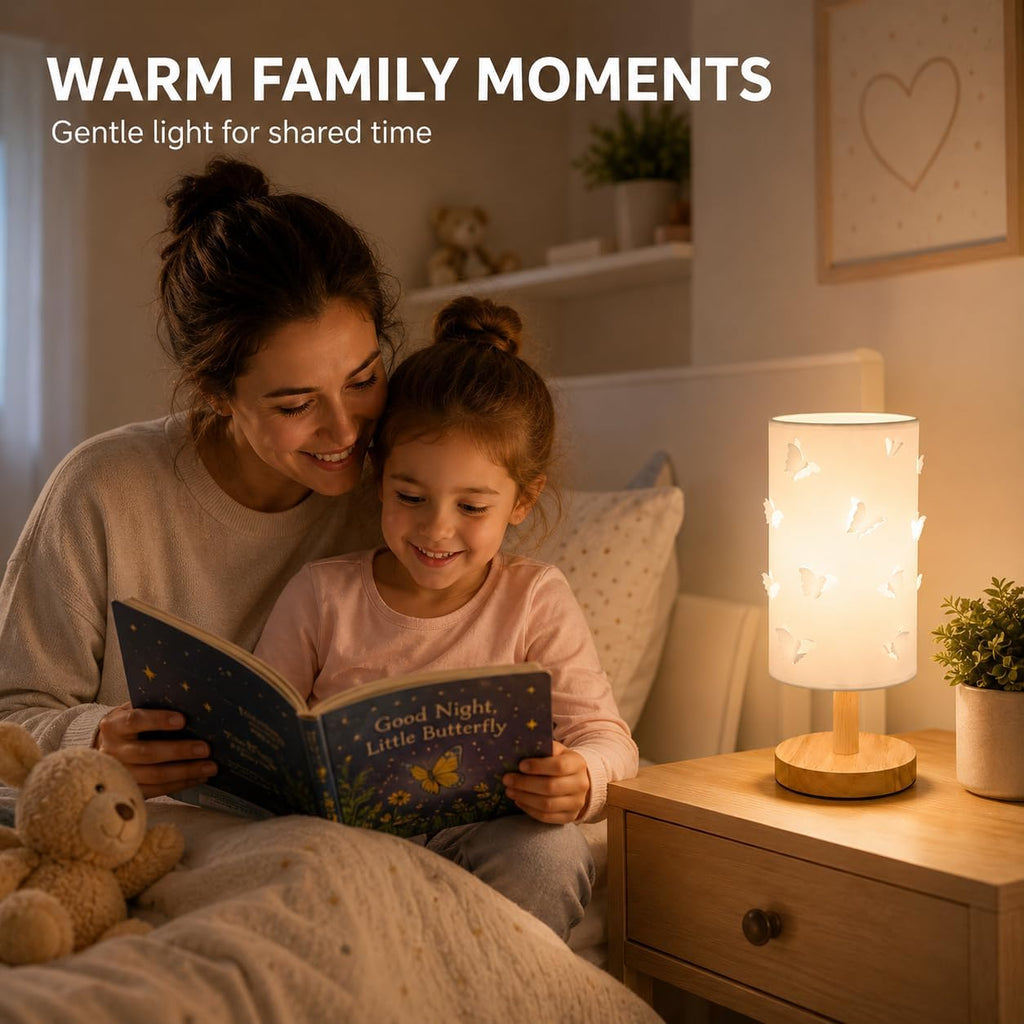 Dimmable Butterfly Lamp for Kids Room, Wood Bedside Lights,Kids Lamp