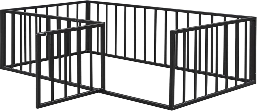 Twin Floor Bed with Fence and Door