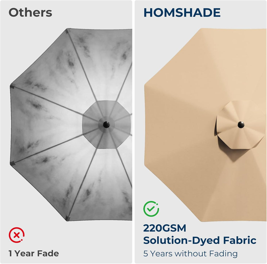 10FT Solar Offset Patio Umbrella with Base Included, 5-Year Fade-Resistant Canopy, 45° Easy Tilt Crank