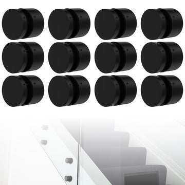 12 Pack 2"x2" Glass Railing Standoff Solid Heavy Duty Black