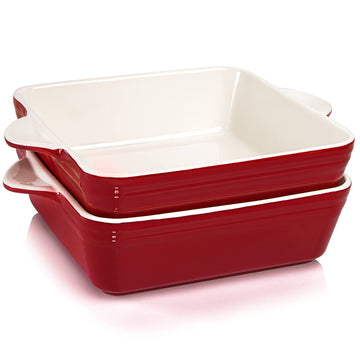 2 Pack Porcelain Baking Dish, Square 8.7 Inch Brownie Dish Lasagna Pan Roasted Meat Bakeware Set, 75 OZ Casserole