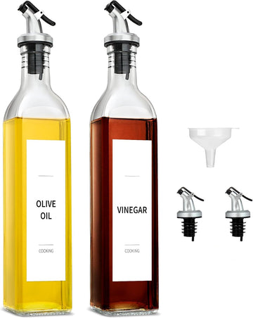 Olive Oil and Vinegar Dispenser Bottle Set, 2 Pack Oil and Vinegar Dispenser Bottle, 17oz Kitchen Oil Dispenser - Set of 2