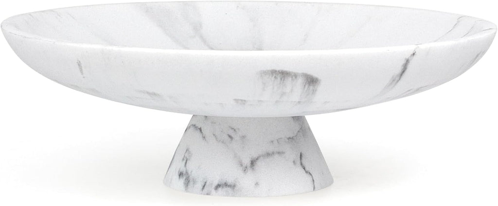 Modern Resin Pedestal Decorative Bowl, Large Fruit Bowl Counter, Stylish Key Bowl Table, Marble white