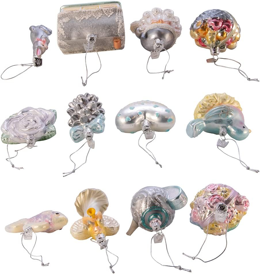 3 to 4.375-Inch Glass Bridal Ornament Set, 12 Piece Set