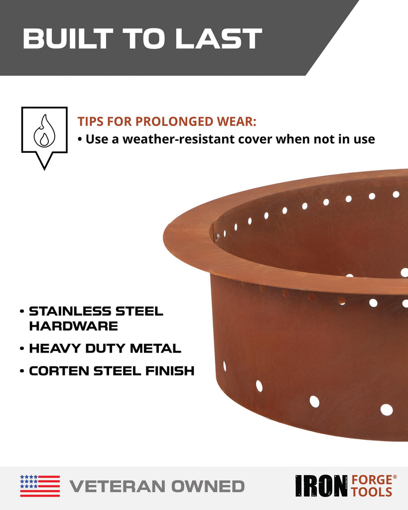 Smokeless Outdoor Fire Pit Ring Insert 36 Inch Round