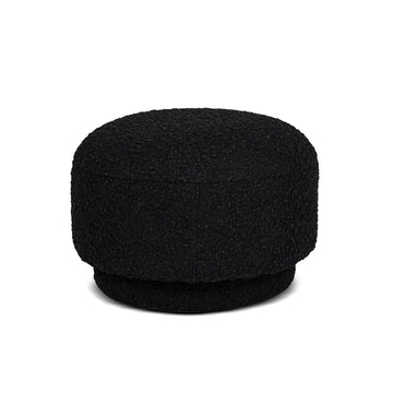 Fuji 15" Mushroom Footstool Ottoman Modern, Ebony Black Boucle