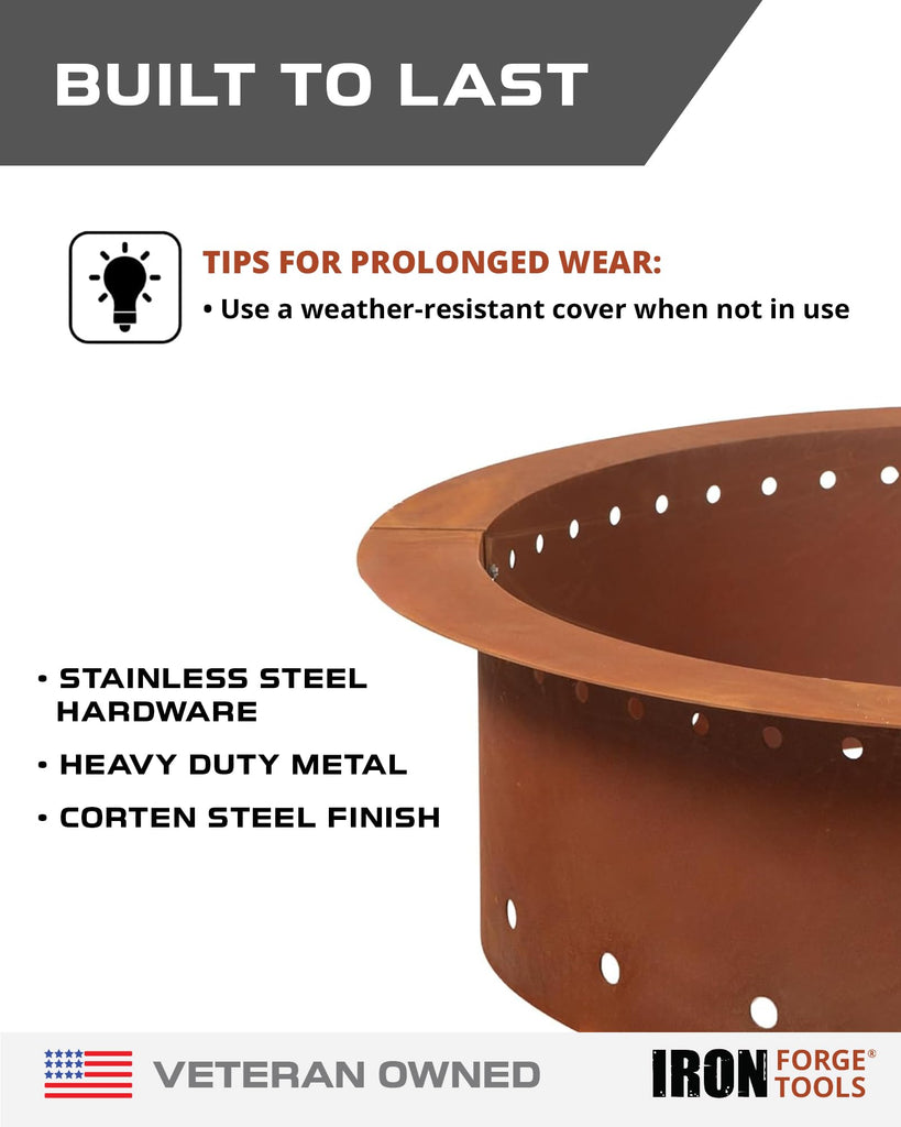 Smokeless Outdoor Fire Pit Ring Insert 30 Inch Round