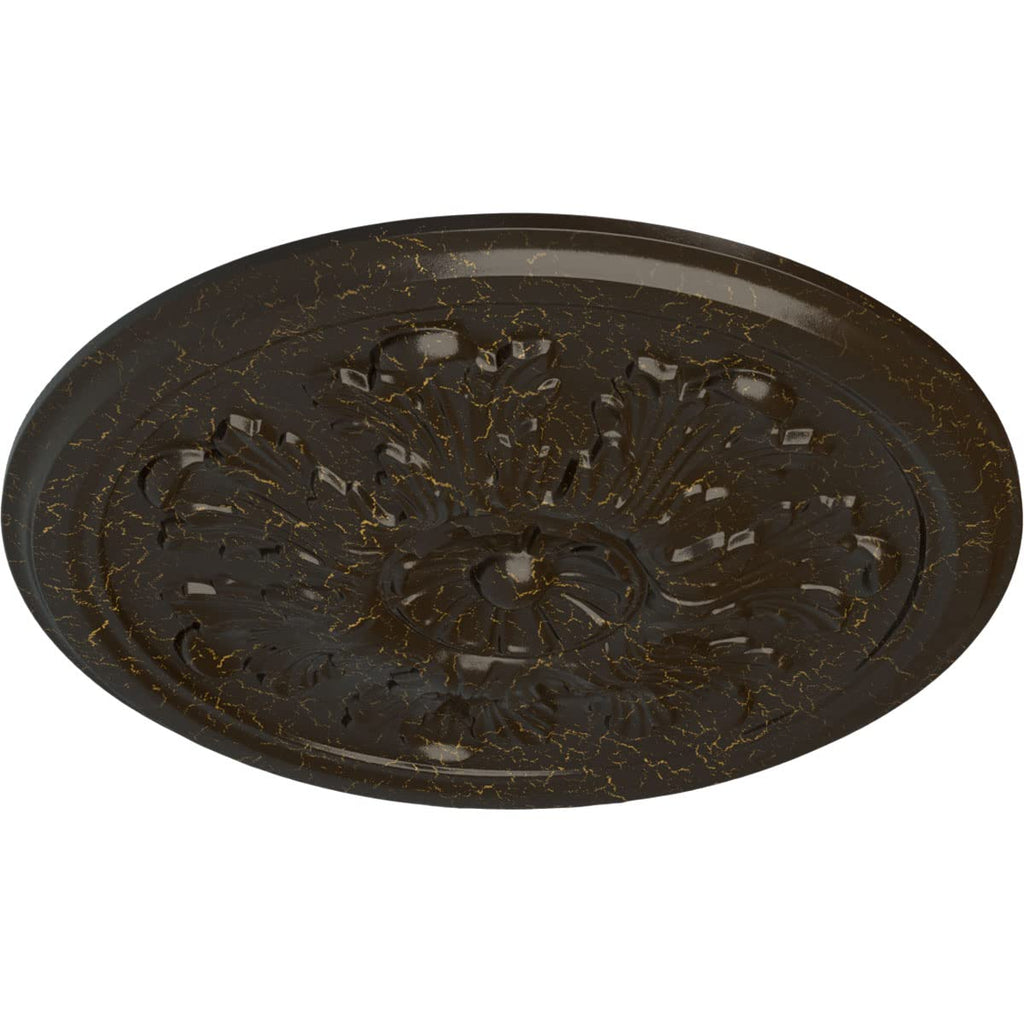 12 3/4"OD x 7/8"P Legacy Acanthus Ceiling Medallion (Fits Canopies up to 3 1/2"), Hand-Painted Stone Hearth Crackle