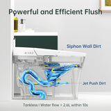 Smart One-Piece Bidet Toilet, Modern Elongated Design, Warm Water, Dual Auto Flush, Foot Sensor Operation, Heated Seat, Tankless System, LED Display