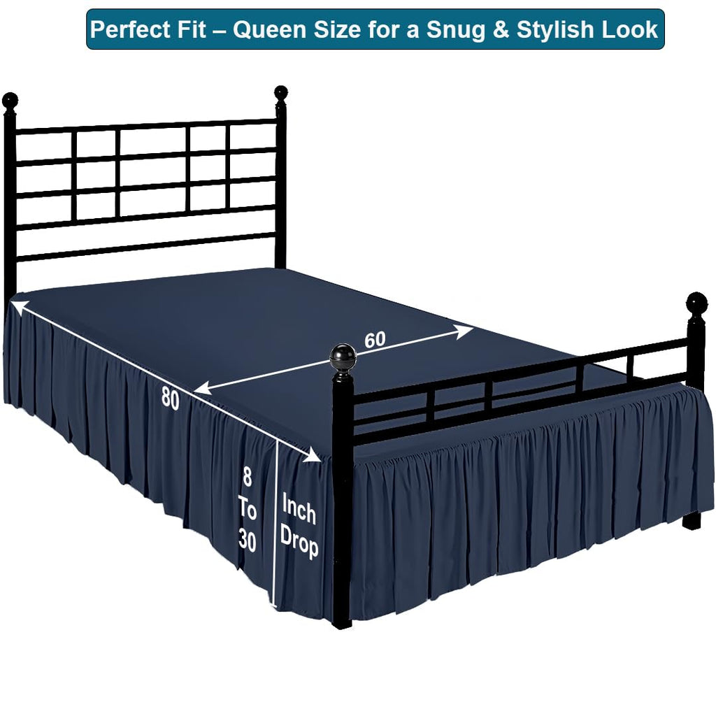 Ruffled Bed Skirt with Split Corners, Gathered Style, 100% Microfiber, 28-Inch Drop, Dust Ruffle Bedskirt with