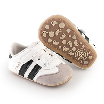 Newbron Baby Boys Girls Retro Sneakers Pu Leather Rubber Sole Walking Shoes Toddler Non-Slip First Walkers Infant