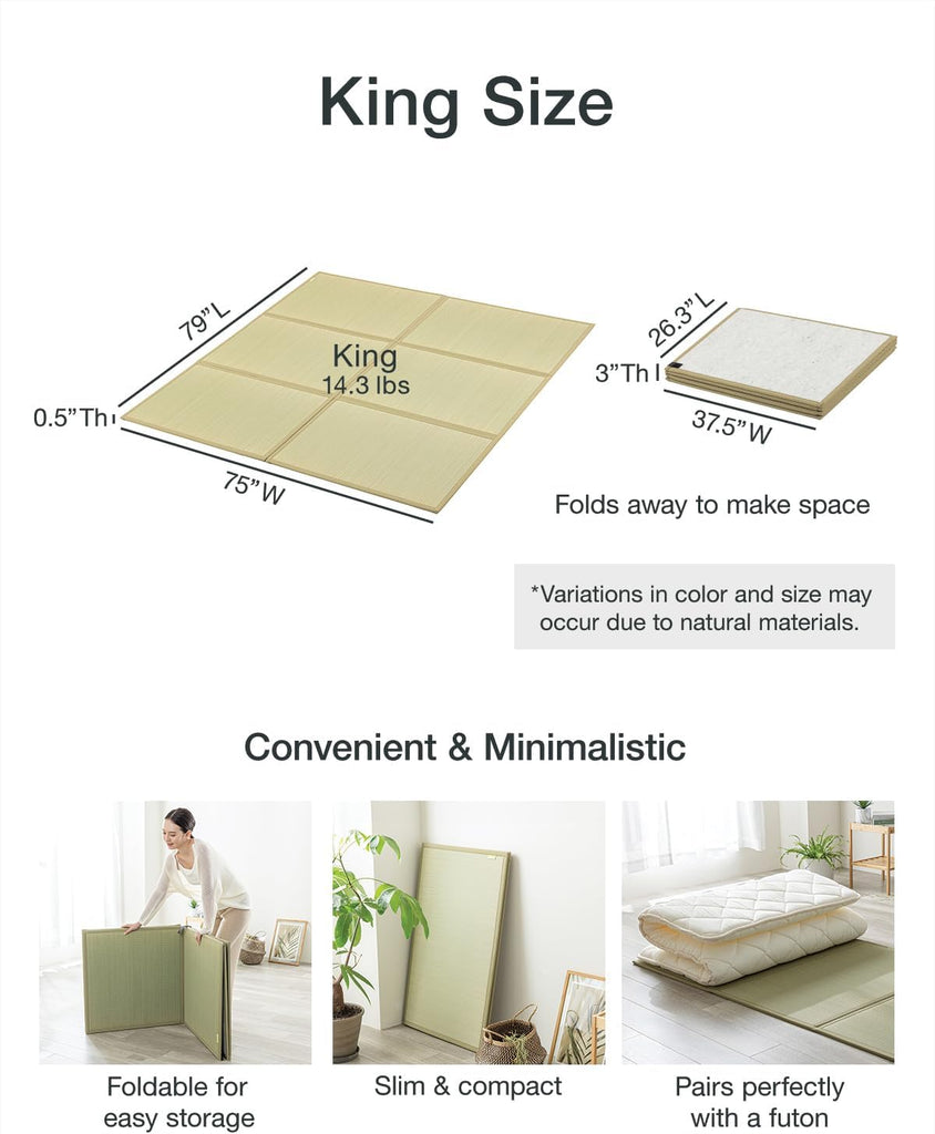 Tatami Mattress, Foldable Igusa Rush Grass, Natural