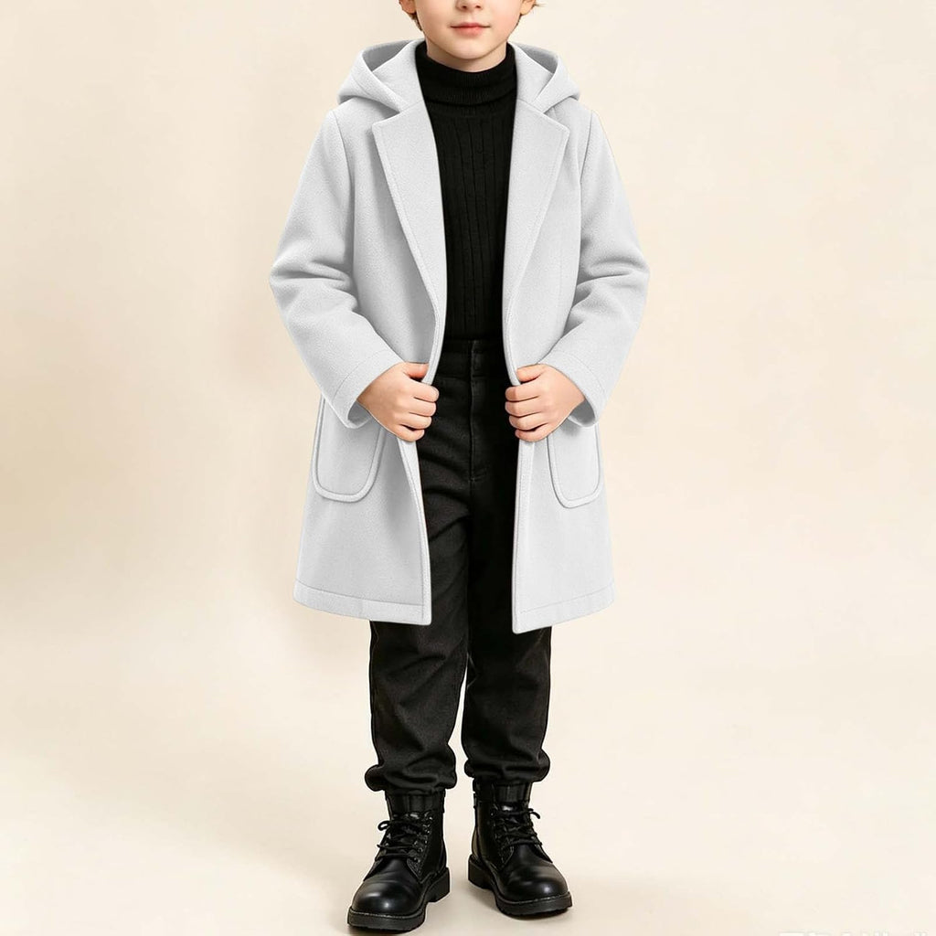 Girls Wool Trench Coat Teens Button Front Outerwear with Pockets