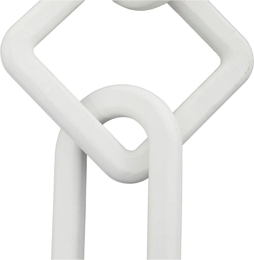 Wood Chain Decorative Sculpture Home Decor Statues, Set of 2 Accent Figurines 27", 25"W, White