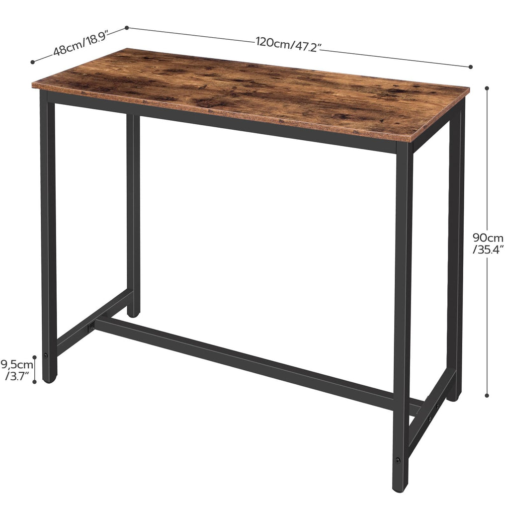 Bar Table, Rectangular Pub Table, 47.2" Counter Height Bar Table, Industrial Bar Height Table, Dining Table, Easy to