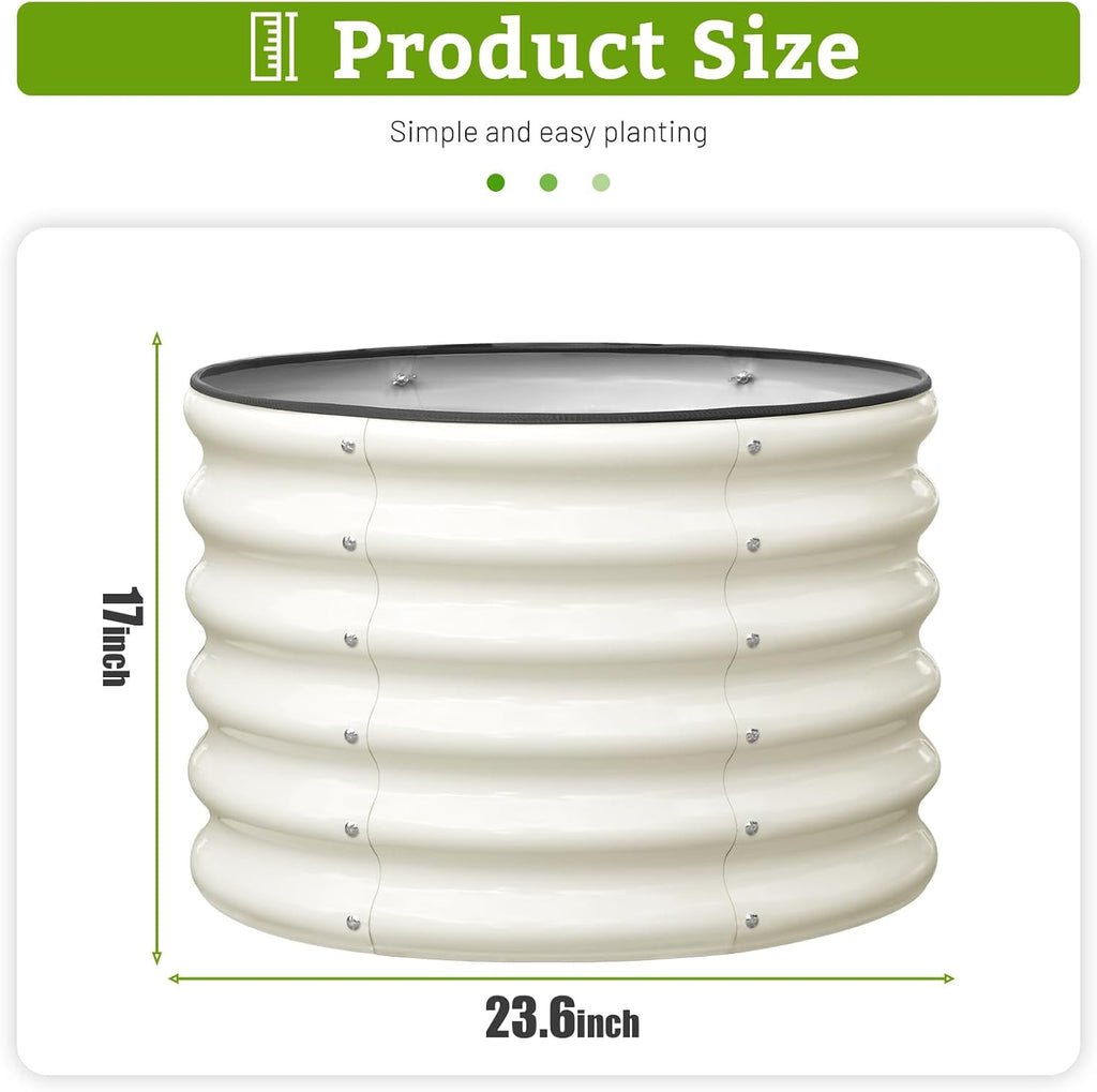 Raised Garden Bed, 2 PCS 2×2×1.5ft Round Galvanized Outdoor Planter Box, 17" Tall Deep Metal Garden Bed Kit for