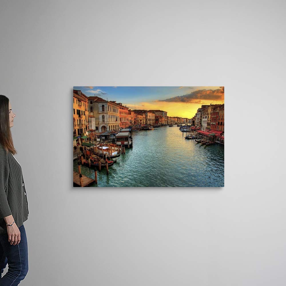 Venice Sunset Canvas Wall Print, Home Decor, Artwork, 48"x32" Nature Artwork, 48"x32"