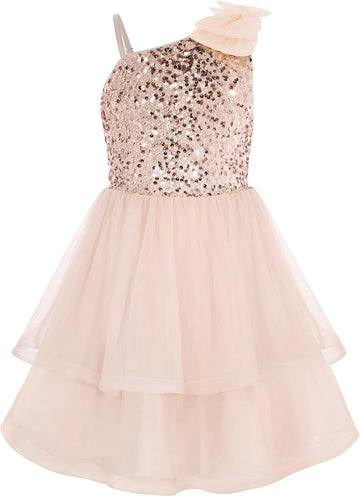Girls Party Sequin Formal Dress Birthday Dance Graduation Sparkly Pageant Dresses Wedding Flower Girl Dress