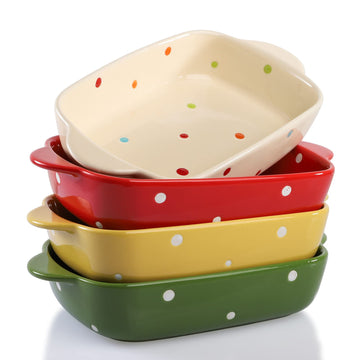 Set of 4 Ceramic Small Casserole Dishes, 7"x5" Porcelain Roasting Lasagna Pan, Individual Casserole Dishes Bakeware