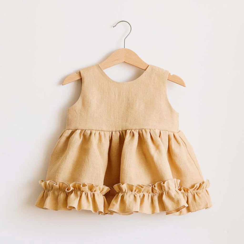 Baby Girls Linen Ruffles Dress Shirt Blouse Shorts Clothing Sets Toddler Vest Tops Bloomer 2pcs Outfits