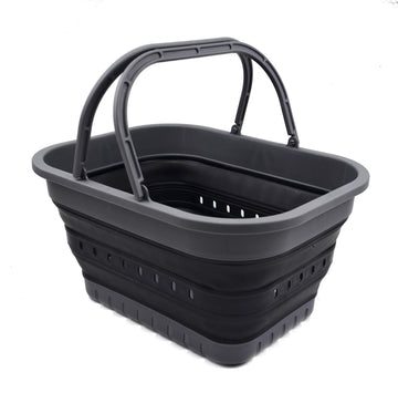 19L (5 Gallon) Collapsible Tub with Handle - Portable Outdoor Picnic Basket/Crater - Foldable Shopping Bag - Space