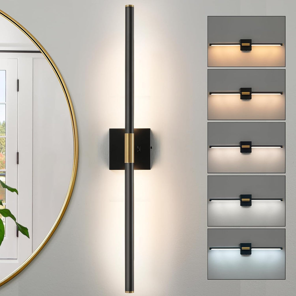 Black Gold Vanity Light Fixtures Over Mirror 30 inch LED Bath Sconces IP44 5CCT Adjustable Morden Picture Lights for