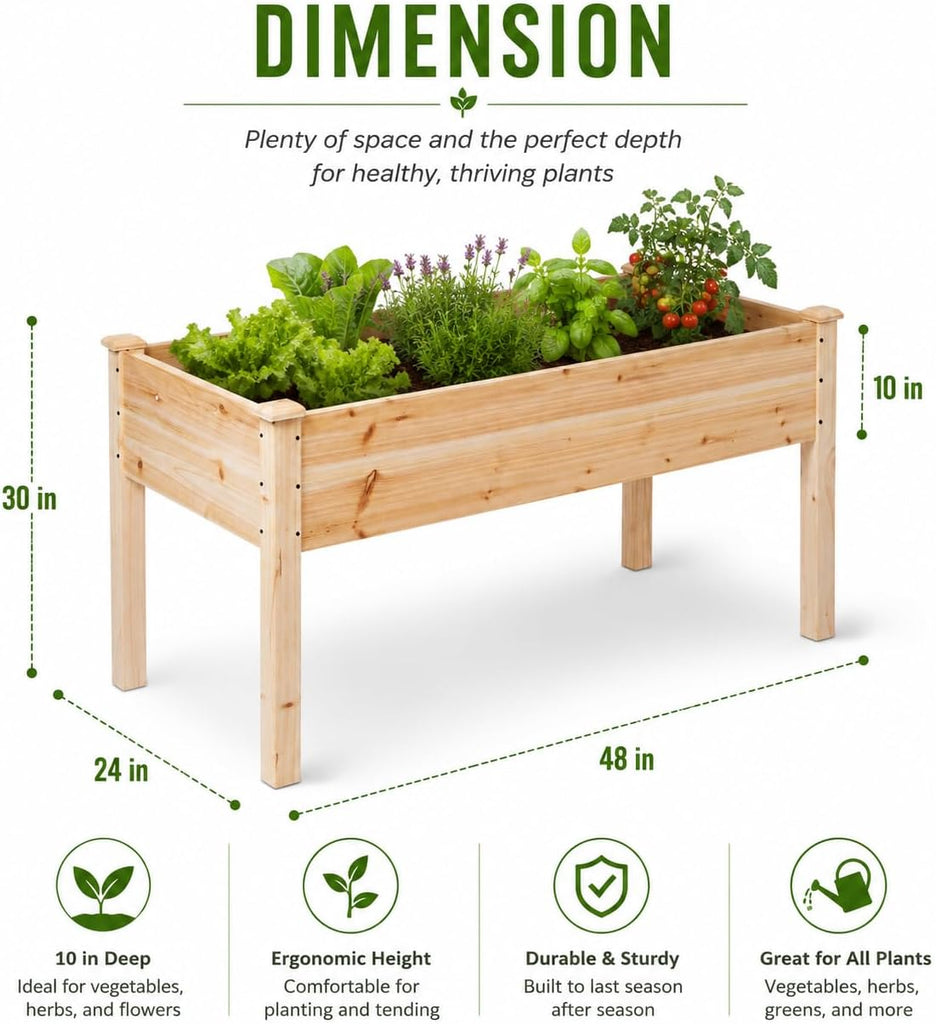 Expressions Wooden Raised Garden Bed|Elevated Planter Box with Included Bed Liner|Outdoor Vegetable, Flower, and Herb
