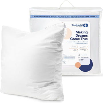 10/90 Down and Feather Throw Pillow Insert | 100% Cotton 250TC Shell | Medium Loft Decorative Cushion | 22x22 | 1 Pack