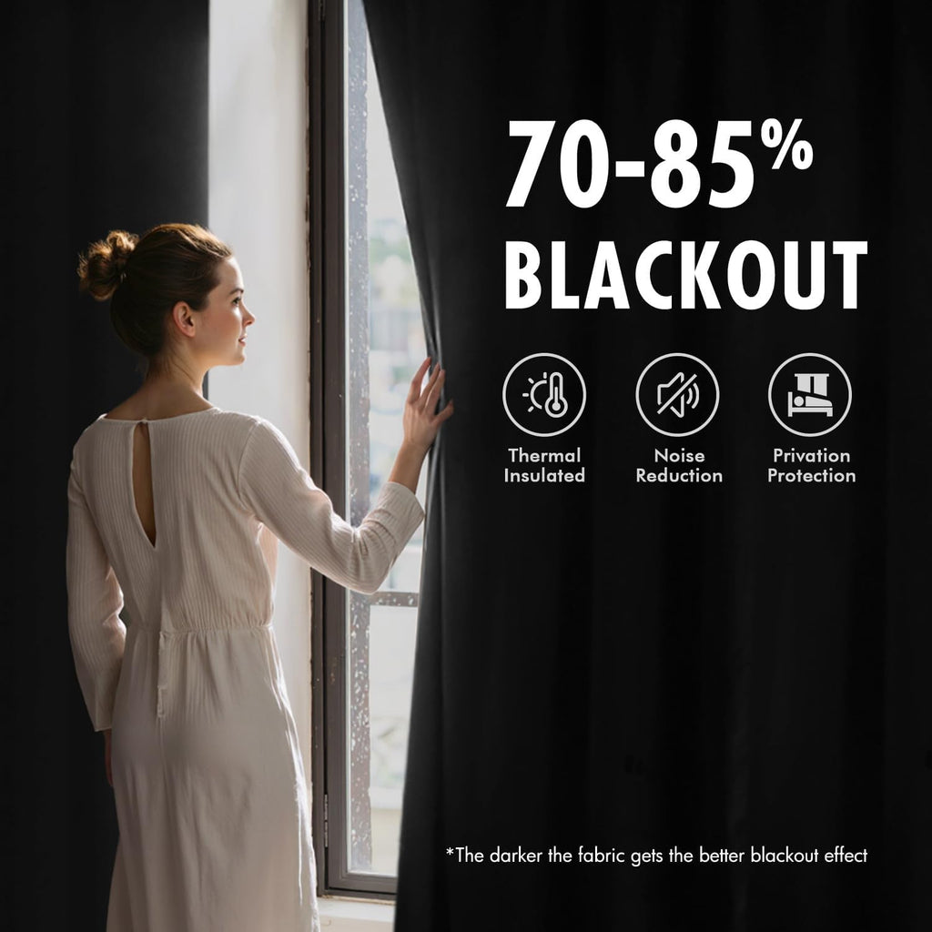 Black Velvet Blackout Curtains 84 Inch Long 2 Panels, W40 x L84