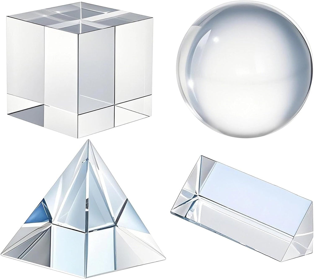 4 Pack K9 Optical Crystal Photography Prism Set for Teaching - Photography Accessory, Include 50mm Crystal Ball