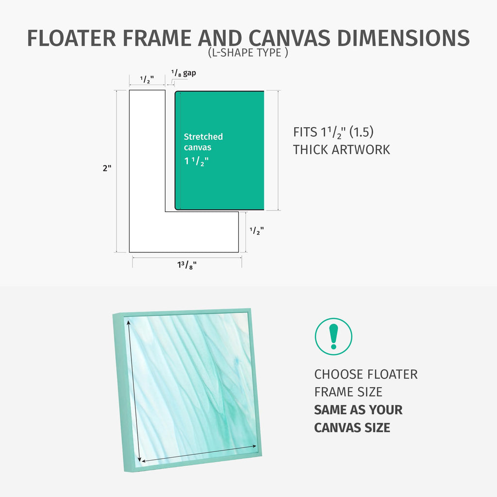 Floater Frame 21x21 for 1-1/2 (1.5) inch Deep Canvas Paintings/Canvas Prints/Wood Canvas Panels/Wall Art/Wall