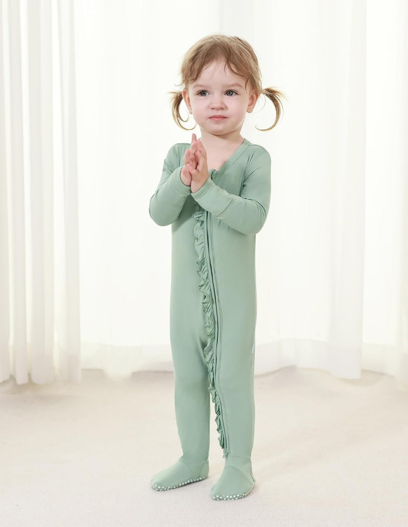 Girl Sleeper Viscose from Bamboo Zipper Footies Pjs -24Mon