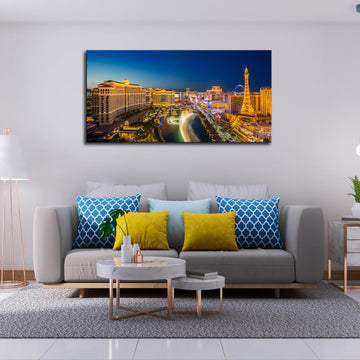 Las Vegas Strip Night Skyline Wall Night Cityscape Picture Canvas Decor