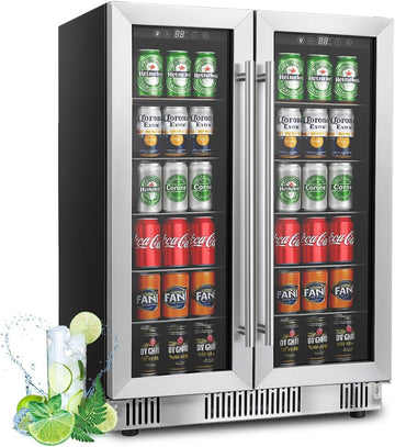 24 Inch Wine and Beverage Refrigerator, Dual Zone Wine Cooler with Advanced Cool