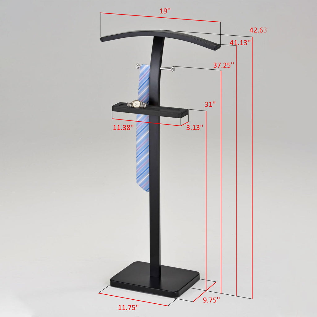 Metal Suit Valet Stand, Clothes Rack, Clothing Organizer, Jacket Hanger (Black)