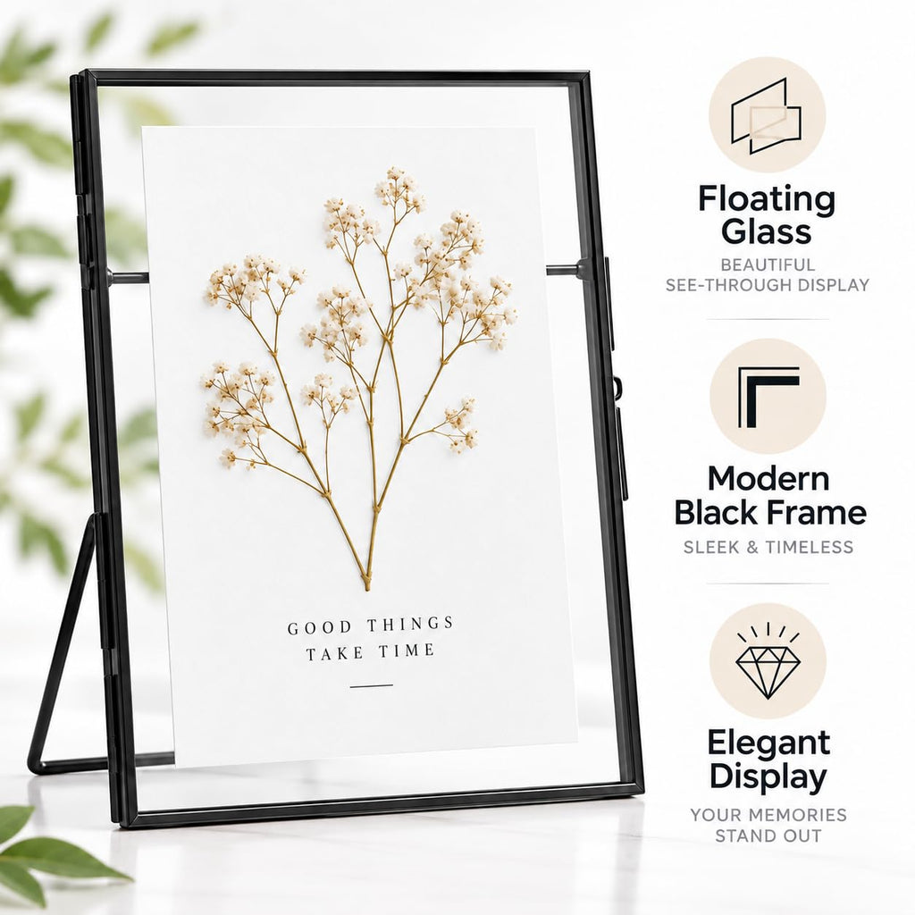 5x7 Picture Frame Black 8-Piece Floating Set