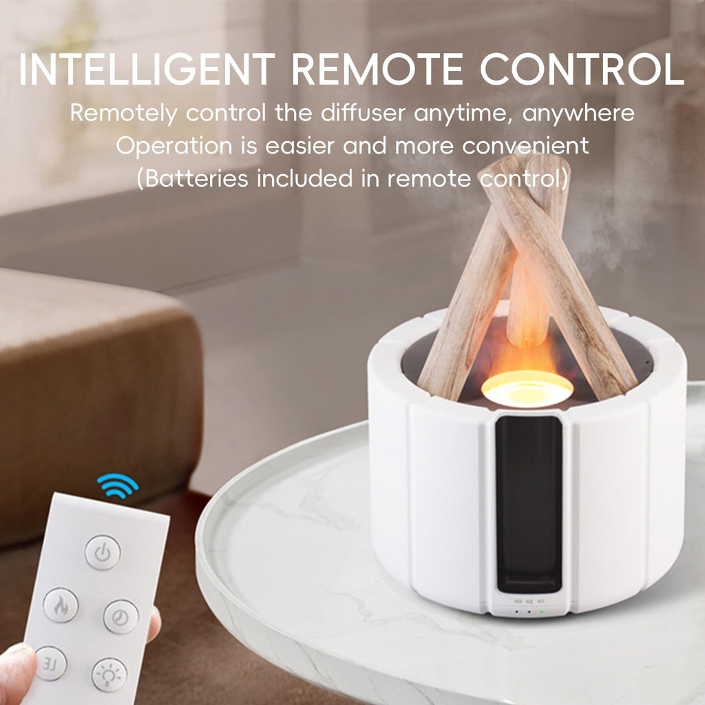 Campfire Flame Fire Diffuser, Bonfire Aromatherapy Essential Oil Diffuser, 250ml Wood Cool Mist Humidifier, Remote